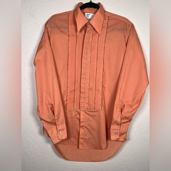 Vintage Tuxedo Shirt 🔥 peach coral - Picture 1 of 10